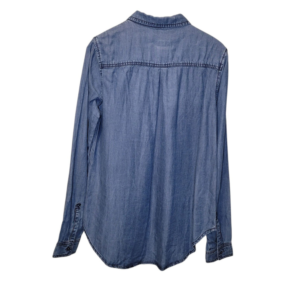 NWT Scully Womens Blue Denim Fringe Button Down Long Sleeve Shirt Large Western - Picture 5 of 10